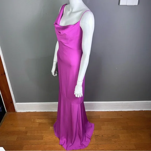 Nicole Miller dress slip size 6 pink fuscia longline drape wedding bridal - Picture 3 of 12